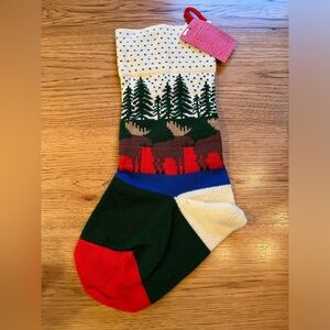Maine-ly Merry Hand Knit Christmas Stocking Moose
